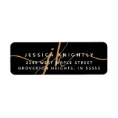 Elegant Monogram Script Initialen Black Gold Moder Etiket (Voorkant)