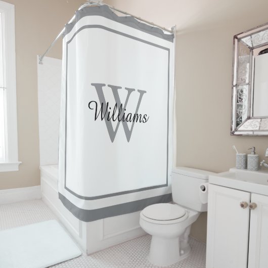 Elegant Monogram Script Naam Omrand Douchegordijn (In situ)