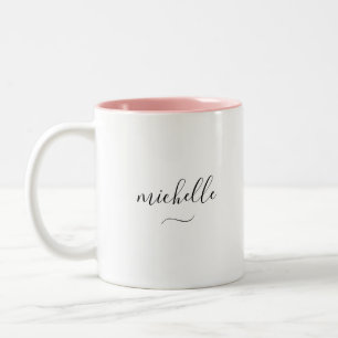 Elegant Monogram Script Naam Swash Twee-Tonig Tweekleurige Koffiemok