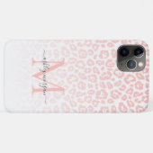 Elegant Monogram Script Name Pink Leopard Ombre Case-Mate iPhone Case (Achterkant (horizontaal))
