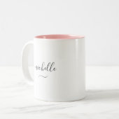 Elegant Monogram Script Name Swash Two-Tone Tweekleurige Koffiemok (Voorkant links)