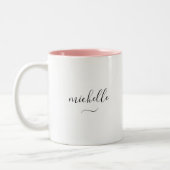 Elegant Monogram Script Name Swash Two-Tone Tweekleurige Koffiemok (Links)