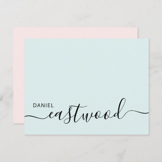 Elegant Monogram Script  Notitiekaartje (Voorkant / Achterkant)