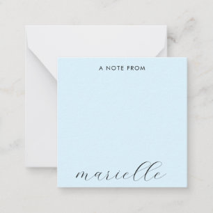 Elegant Monogram Script Pastelblauw Notitiekaartje