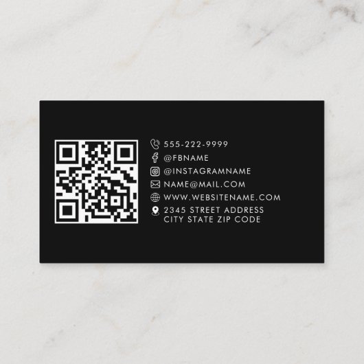 Elegant Monogram Script QR Code Social Media Visitekaartje (Achterkant)