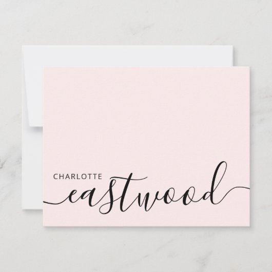 Elegant Monogram Script Roze Notitiekaartje (Voorkant)