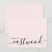 Elegant Monogram Script Roze Notitiekaartje (Voorkant / Achterkant)