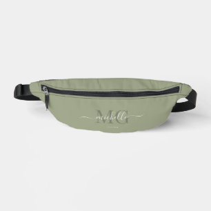 Elegant Monogram Script Sage Groen Modern Heuptasje