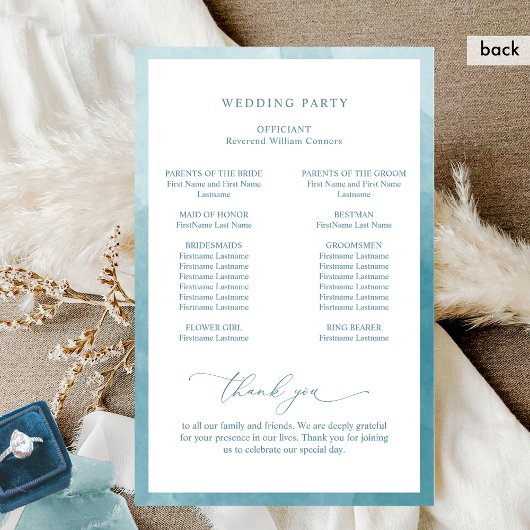 Élégant Monogram Sea Glass Wedding Programme