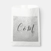 Elegant Monogram Silver Glitter Wedding Bedankzakje (Voorkant)