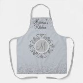 Elegant Monogram Silver Glittery Gem Schort (Voorkant)