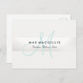 Elegant Monogram Silver Stripe Briefkaart (Voorkant / Achterkant)