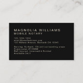 Elegant monogram Simple Black Beige mobiele notari Visitekaartje (Achterkant)