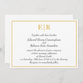Elegant Monogram Simple Gold Wedding Kaart (Voorkant / Achterkant)
