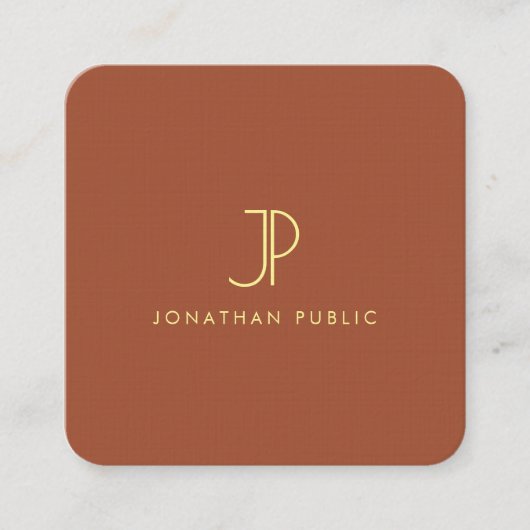 Elegant Monogram Sjabloon Luxe Premium Linnen Vierkante Visitekaartje (Voorkant)