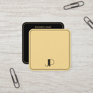 Elegant monogram Sjabloon Luxe zwart en goud Vierkante Visitekaartje