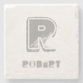 Elegant monogram Sjabloon Stijlvol design rustiek Stenen Onderzetter (Voorkant)