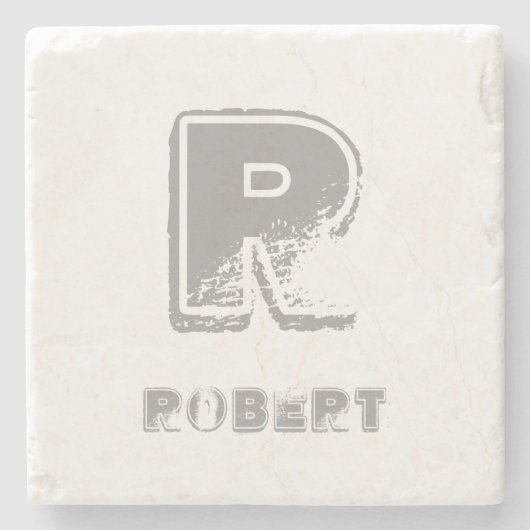 Elegant monogram Sjabloon Stijlvol design rustiek Stenen Onderzetter (Voorkant)