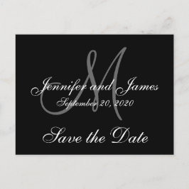 Elegant Monogram Sla de datum op Aankondigingskaart