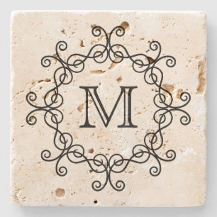 Elegant monogram stenen onderzetter