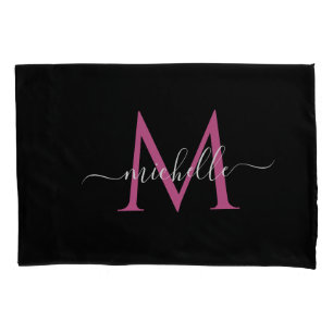 elegant monogram stijlvol, zwart kussensloop