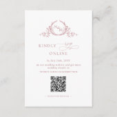 Elegant Monogram Stoffig Roos RSVP Online QR Code Informatiekaartje (Voorkant)