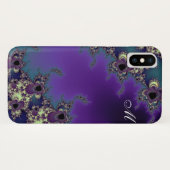 Elegant Monogram Summer Blues Fractal Case-Mate iPhone Case (Achterkant (horizontaal))