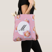 Elegant monogram Tas Pink Rose Flowers (Dichtbij)