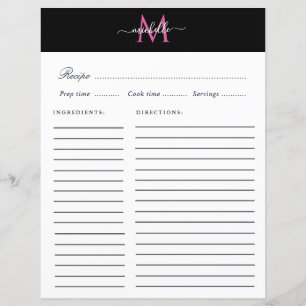 elegant monogram trendy script recept card