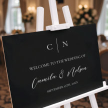 Elegant Monogram Trouw Welkom Bord