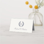 Elegant Monogram Trouwen Navy Cream Zitplaatsen (Voorkant)
