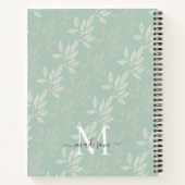 Elegant Monogram Turquoise Bladeren Girly Notitieboek (Achterkant)