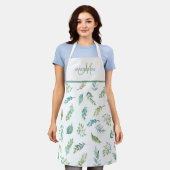 Elegant Monogram, Turquoise en Green Leaf Pattern Schort (Gedragen)
