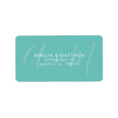 elegant monogram turquoise return address etiket (Voorkant)