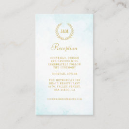 Elegant Monogram Turquoise Wedding Reception Informatiekaartje