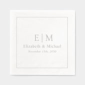 Elegant Monogram Typografie Script Huwelijk Zilver Folie Servetten (Voorkant)