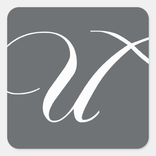Elegant Monogram U Stickers voor Bruiloften Grijs (Voorkant)