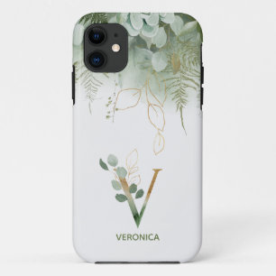 Elegant monogram V varens succulent iPhone 11 Hoesje