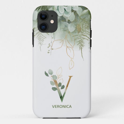 Elegant monogram V varens succulent Case-Mate iPhone Case (Achterkant)
