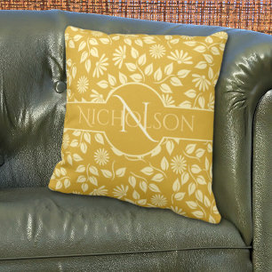 Elegant Monogram verlaat dagen Aangepaste naam Gol Kussen