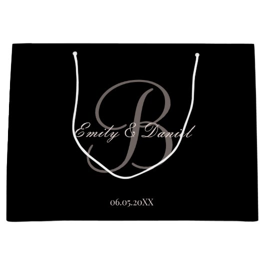 Elegant monogram verval naar de bruiloft groot cadeauzakje (Voorkant)