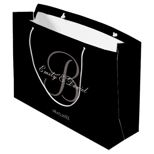 Elegant monogram verval naar de bruiloft groot cadeauzakje (Achterkant Gekanteld)