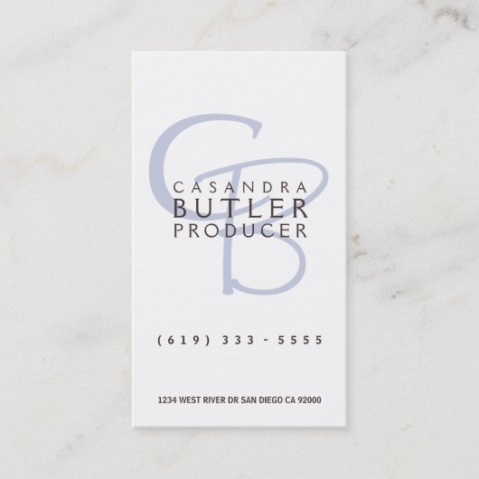 Elegant Monogram Visitekaartje (Voorkant)