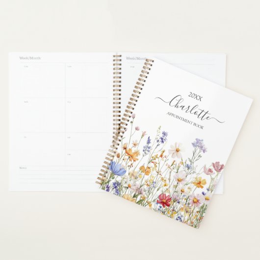 Elegant Monogram Watercolor Colorful Wildflower (Devant avec enveloppe)