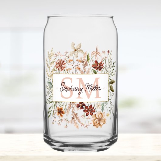 Elegant Monogram Watercolor Fall Wildflower Floral