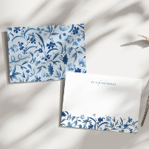 Elegant Monogram Waterverf Blauw Bloemmotief