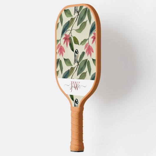 Elegant Monogram Waterverf Floral Pickleball Paddle (Links)