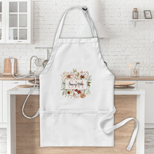 Elegant Monogram Waterverf Herfst Wilde Bloem Bloe Standaard Schort