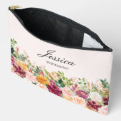 Elegant Monogram Waterverf Roos Bloem Bruidsmeisje Etui (Open)