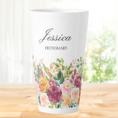 Elegant Monogram Waterverf Roos Bloementuin Latte Mok